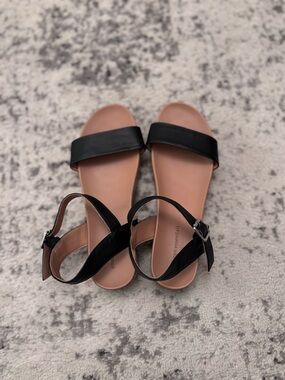Classic Black Single-Strap Ankle-Buckle Sandals